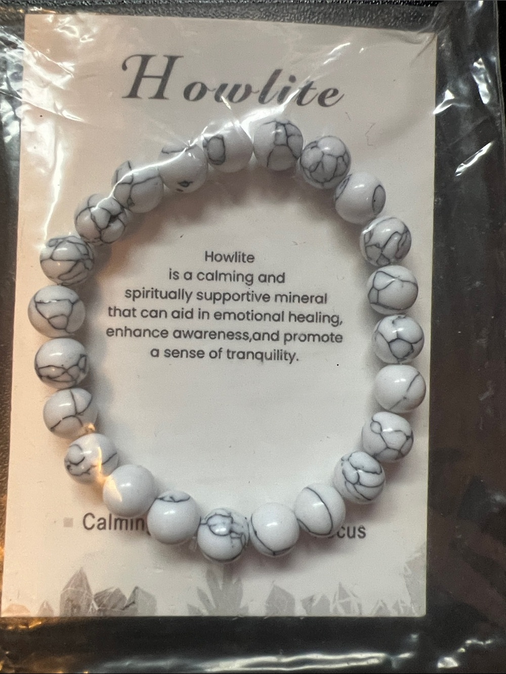 Howlite Beaded Stretch Bracelet in White - Calming Gem Accent